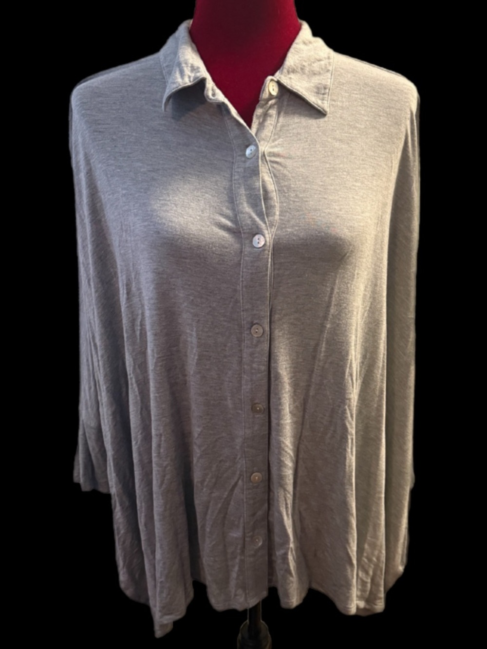 Light Gray Button-Front Women's Top